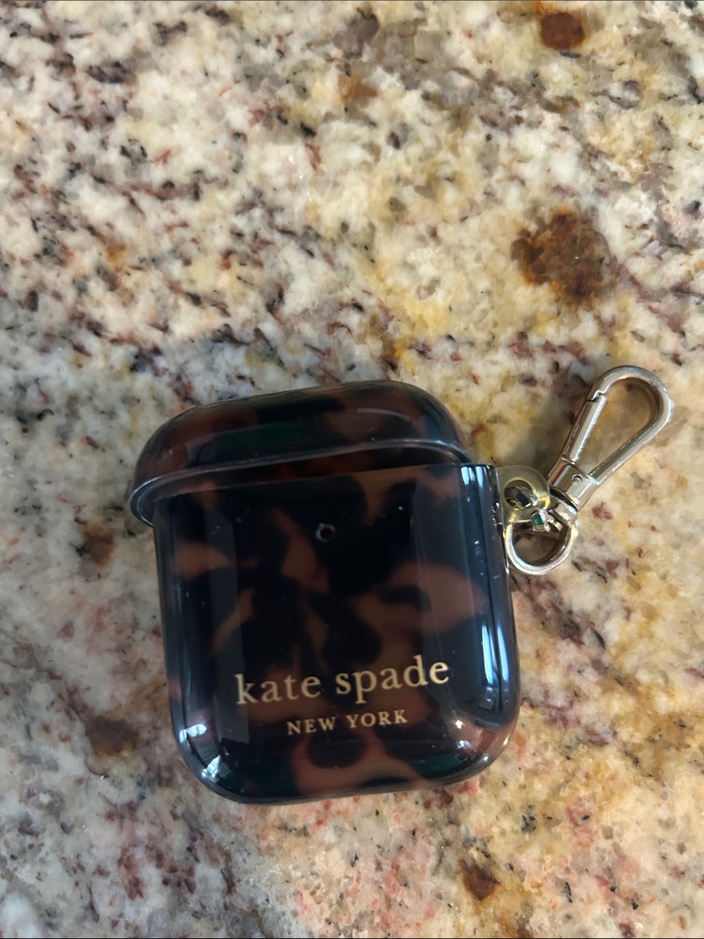 kate spade tortoiseshell AirPods Case with Gold Accent